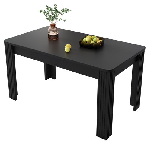 Table à Manger Rectangulaire -moderne - Structure Stable à Quatre Pieds -panneau De Particules -noir