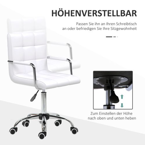 Fauteuil De Bureau Ergonomique - Moderne Pivotante Avec Réglage - Rembourrée En Pvc - Épuré - Blanc