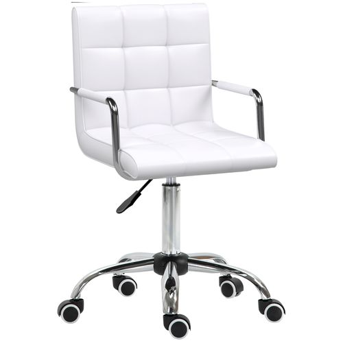 Fauteuil De Bureau Ergonomique - Moderne Pivotante Avec Réglage - Rembourrée En Pvc - Épuré - Blanc