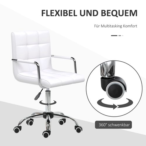 Fauteuil De Bureau Ergonomique - Moderne Pivotante Avec Réglage - Rembourrée En Pvc - Épuré - Blanc