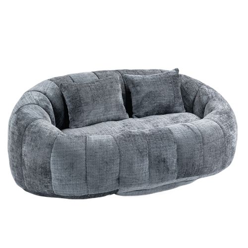 Fauteuil Pouf Cocooning Rembourrage Mousse Coussins Inclus Sans Montage- Gris