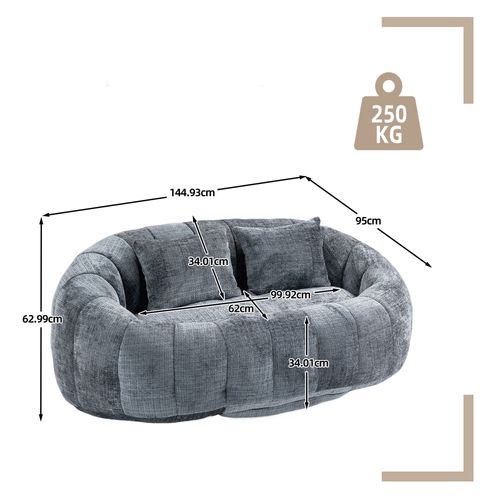 Fauteuil Pouf Cocooning Rembourrage Mousse Coussins Inclus Sans Montage- Gris