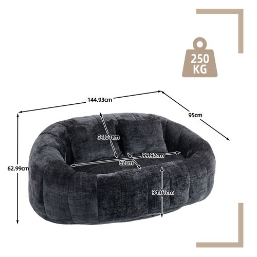 Fauteuil Pouf Cocooning Rembourrage Mousse Coussins Inclus Sans Montage- Noir