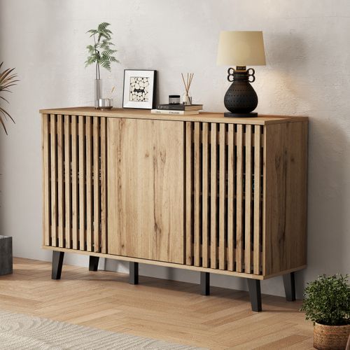 Buffet Avec 3 Portes Et 6 Compartiments - Rangement Pratique -  Noir