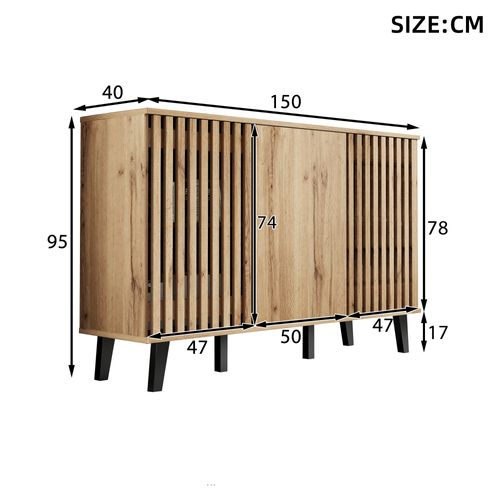 Buffet Avec 3 Portes Et 6 Compartiments - Rangement Pratique -  Noir