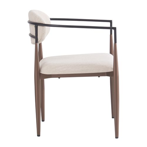 Chaise Salle à Manger X6 - Pieds Réglables - Assise Confort Lin - Métal - Beige