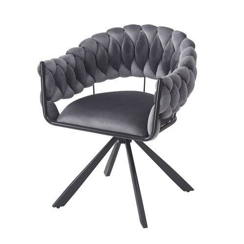 Chaises Salle à Manger - Lot De 4 - Dossier Ergonomique - Pieds Dorés Griffe - Velours - Gris