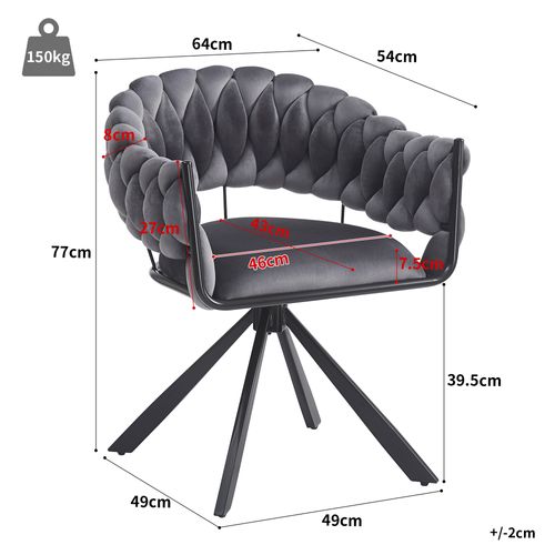 Chaises Salle à Manger - Lot De 4 - Dossier Ergonomique - Pieds Dorés Griffe - Velours - Gris