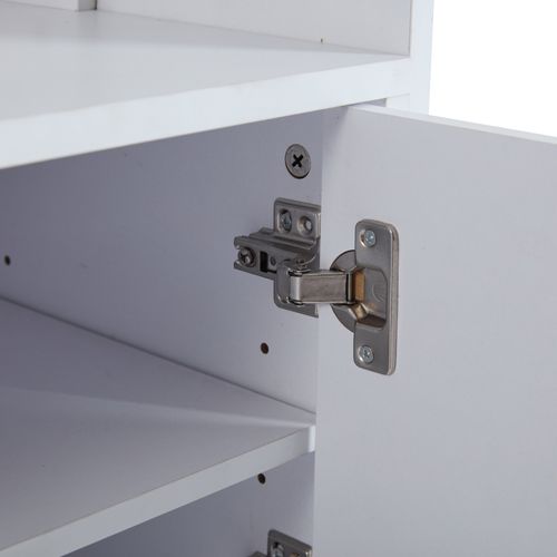 Vestiaire D’entrée - 4 Portes - Tiroir - Porte-manteaux - Rangement Chaussures - Mdf - Blanc