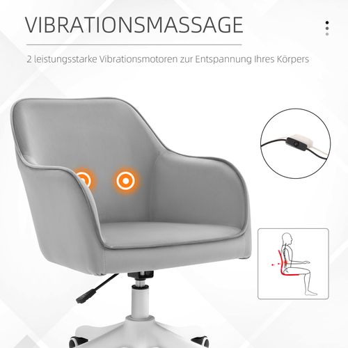 Fauteuil De Bureau Massant - Chaise Ergonomique Avec Soutien Lombaire - Velours Pivotant - Gris