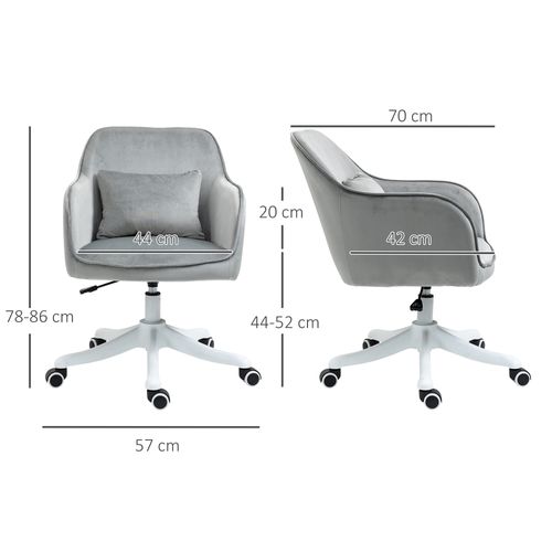 Fauteuil De Bureau Massant - Chaise Ergonomique Avec Soutien Lombaire - Velours Pivotant - Gris