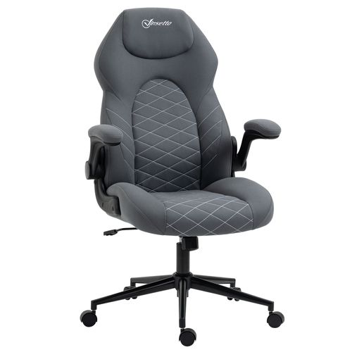 Fauteuil De Bureau - Accoudoirs Réglables Et Mécanisme Bascule - Rembourré En Polyester - Gris