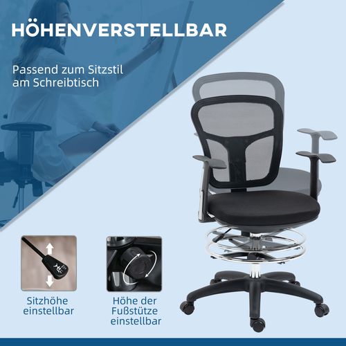 Fauteuil De Bureau Ergonomique - Pivotante Avec Repose-pieds - Respirant Et Réglable - Noir