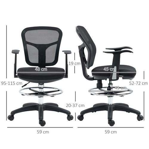 Fauteuil De Bureau Ergonomique - Pivotante Avec Repose-pieds - Respirant Et Réglable - Noir