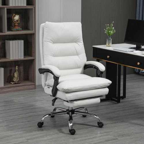 Fauteuil De Bureau Massant Avec Inclinaison 135° - Réglage Hauteur - Blanc Crème
