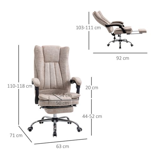 Fauteuil De Bureau Ergonomique - Relax Avec Repose-pieds - Confort En Microfibre - Beige