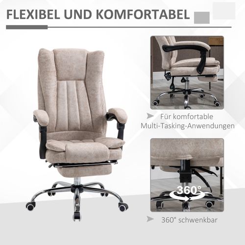 Fauteuil De Bureau Ergonomique - Relax Avec Repose-pieds - Confort En Microfibre - Beige