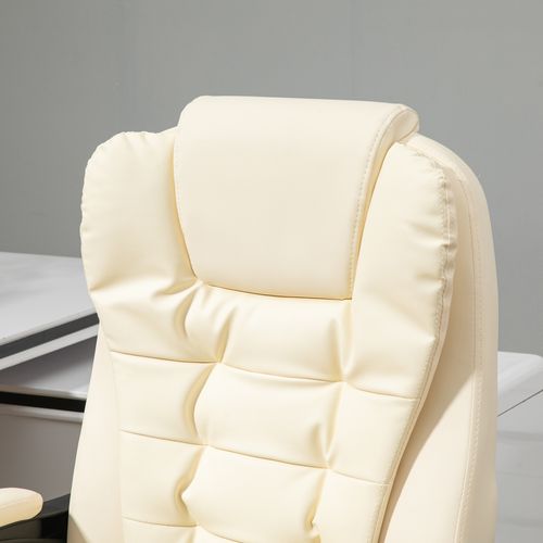 Fauteuil De Bureau Ergonomique - Pivotante Avec Repose-pieds Et Accoudoirs - Simili -blanc Crème