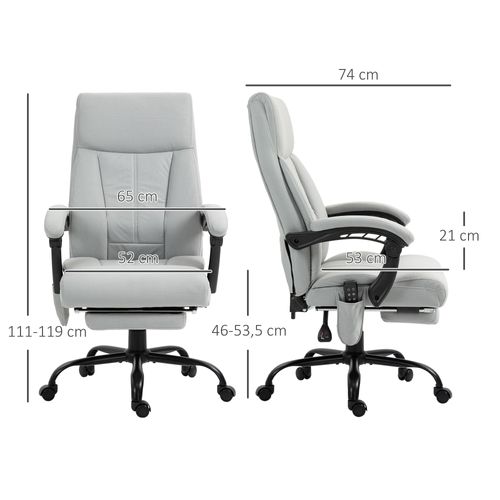 Fauteuil De Bureau Ergonomique - Massage Et Repose-pieds - Réglable En Hauteur - Gris Clair