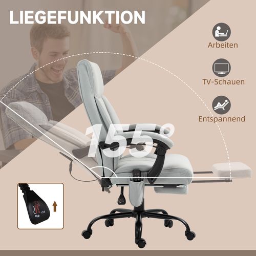 Fauteuil De Bureau Ergonomique - Massage Et Repose-pieds - Réglable En Hauteur - Gris Clair