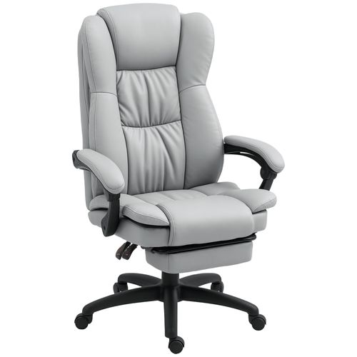 Fauteuil De Bureau Ergonomique -massante - Chauffante -repose-pieds -télécommande -simili - Gris