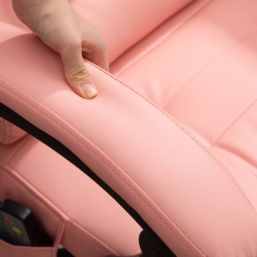 Fauteuil De Bureau Ergonomique -massage Chauffant Et Télécommande - Réglable - Simili - Rose