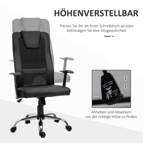 Fauteuil De Bureau Ergonomique - Réglage Hauteur Et Bascule - Simili - Noir