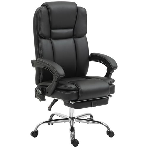 Fauteuil De Bureau - Massante Et Chauffante Pivotante - Repose-pieds - Poches Latérales - Noir