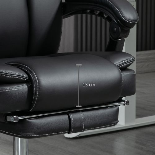 Fauteuil De Bureau - Massante Et Chauffante Pivotante - Repose-pieds - Poches Latérales - Noir