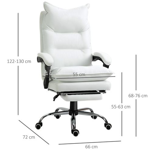 Fauteuil De Bureau - Pivotante - Dossier Réglable Et Repose-pieds - Réglable - Métal - Blanc