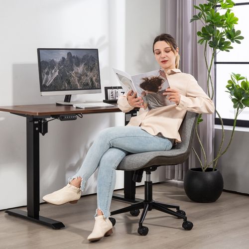 Chaise De Bureau - Ergonomique - Sans Accoudoirs - Pivotante - Réglable En Hauteur - Lin -gris Foncé