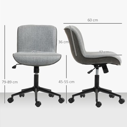 Chaise De Bureau - Ergonomique - Sans Accoudoirs - Pivotante - Réglable En Hauteur - Lin -gris Foncé