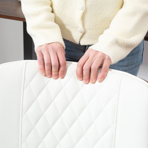 Fauteuil De Bureau Ergonomique - Chaise Confortable Pivotante Avec Roulettes - Simili - Blanc