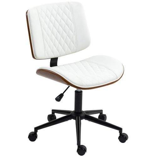 Fauteuil De Bureau Ergonomique - Chaise Confortable Pivotante Avec Roulettes - Simili - Blanc