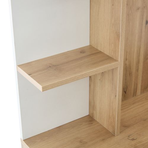 Vestiaire D'entrée Avec Placard Fermé, 6 Étagères, Panneau De Particules, Naturel Blanc