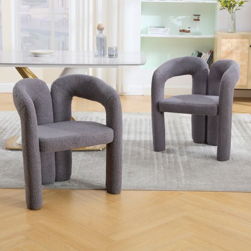 Fauteuil Confortable - Coussin Rembourré - Accoudoirs - Structure Bois Plywood - Gris