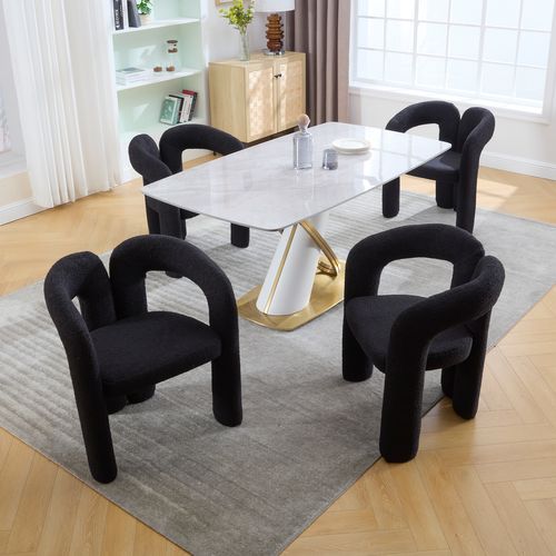 Fauteuil Confortable - Coussin Rembourré - Accoudoirs - Structure Bois Plywood - Noir