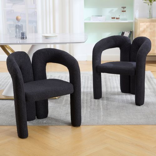 Fauteuil Confortable - Coussin Rembourré - Accoudoirs - Structure Bois Plywood - Noir