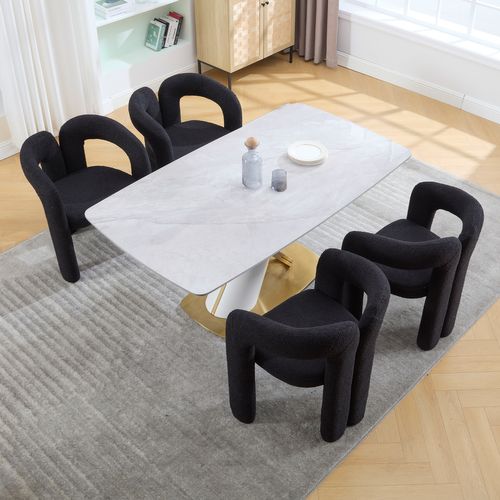 Fauteuil Confortable - Coussin Rembourré - Accoudoirs - Structure Bois Plywood - Noir