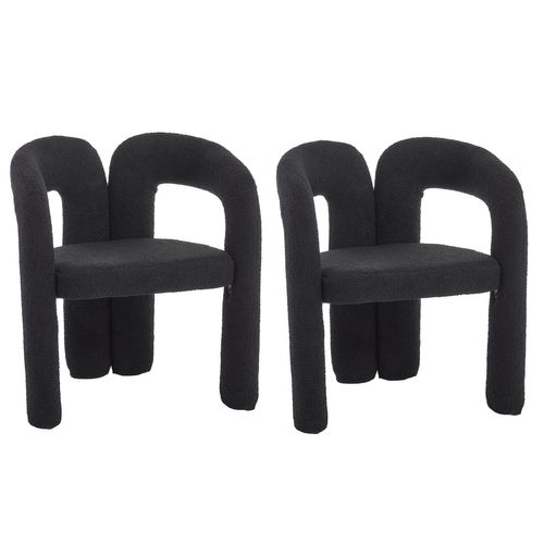 Fauteuil Confortable - Coussin Rembourré - Accoudoirs - Structure Bois Plywood - Noir