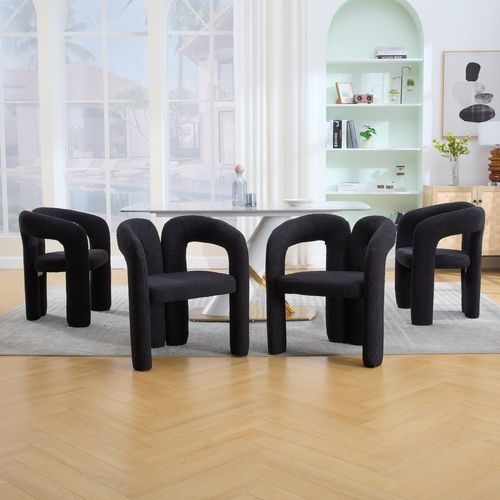 Fauteuil Confortable - Coussin Rembourré - Accoudoirs - Structure Bois Plywood - Noir