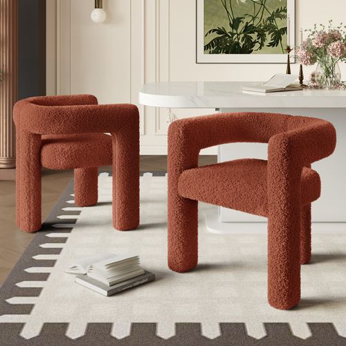 Fauteuil Moderne - Cadre Rond - Assise Ergonomique - Pour Salon Bureau - Teddy Métal - Brun