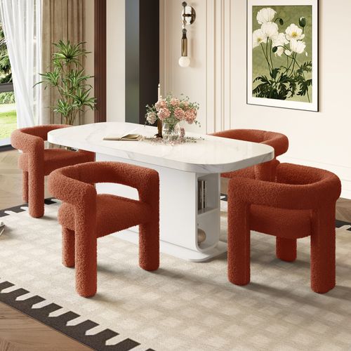 Fauteuil Moderne - Cadre Rond - Assise Ergonomique - Pour Salon Bureau - Teddy Métal - Brun