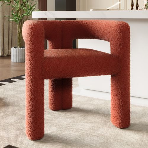 Fauteuil Moderne - Cadre Rond - Assise Ergonomique - Pour Salon Bureau - Teddy Métal - Brun