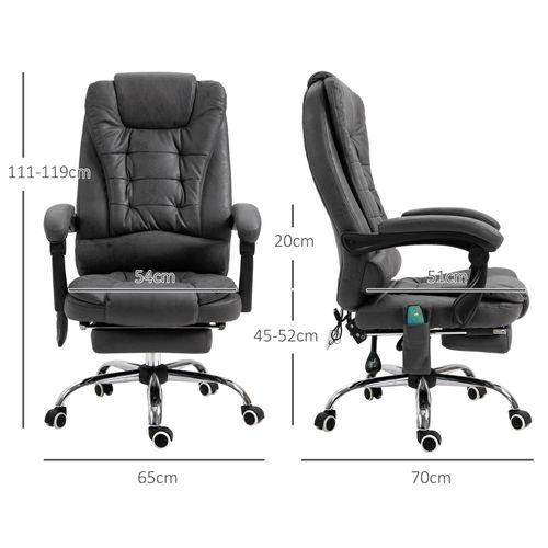 Fauteuil De Bureau Ergonomique -massante Et Chauffante -repose-pieds -télécommande -polyester - Gris