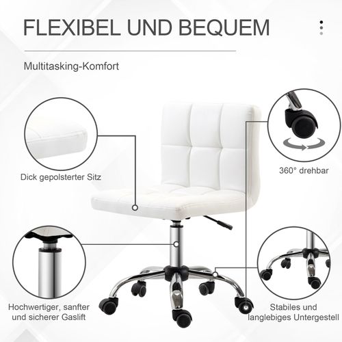 Fauteuil De Bureau Ergonomique - Chaise De Bureau Pivotante Et Réglable - Simili - Blanc