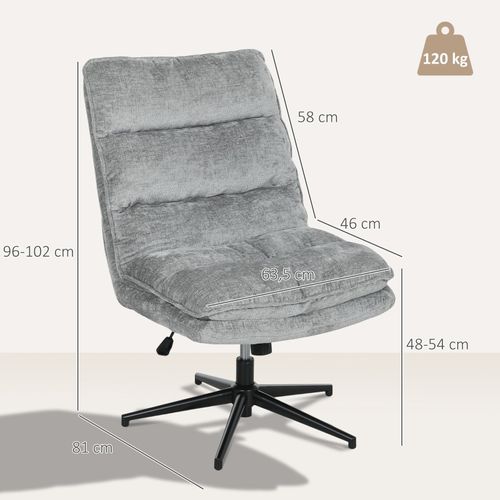 Fauteuil De Bureau Pivotante - Sans Accoudoirs - Réglage Hauteur Ergonomique - Pieds Acier - Gris