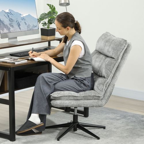 Fauteuil De Bureau Pivotante - Sans Accoudoirs - Réglage Hauteur Ergonomique - Pieds Acier - Gris