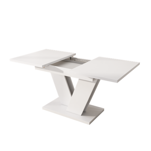 Table à Manger Extensible Moderne 4 à 6 Personnes, Mdf Robuste, Rallonge, 120/160 X 80 Cm, Blanc