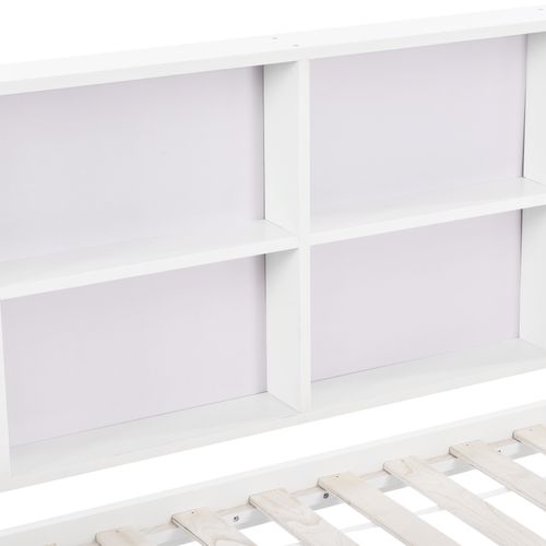 Lit Enfant Cabane 90x200 - Rangements Intégrés -tiroirs Pratiques -cheminée Décorative -bois - Blanc